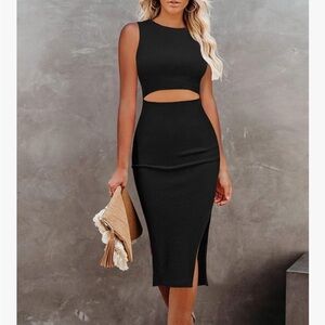 Black Cutout Midi Dress